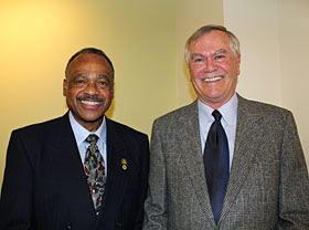 New California State Parks Director, Major General Anthony L. Jackson, USMC (Ret.), left, continues his organization's 90-year relationship with the League. He's pictured here with Jim Larson, League Board of Directors President.