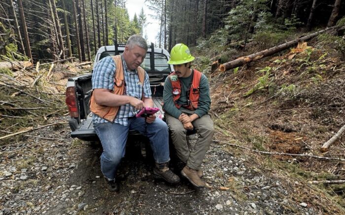 Redwoods Rising apprentice with crew member
