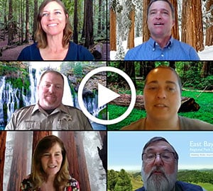 A group of six guest panelists joining the webinar to discuss what is next for California's parks after Covid-19.